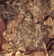Paintings at the Ajanta Caves in Aurangabad, Maharashtra, 6th century.